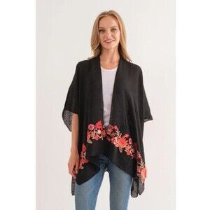 NWT RAJ Women's Kimono One Size Boho Multicolor Floral Embroidered Cardigan